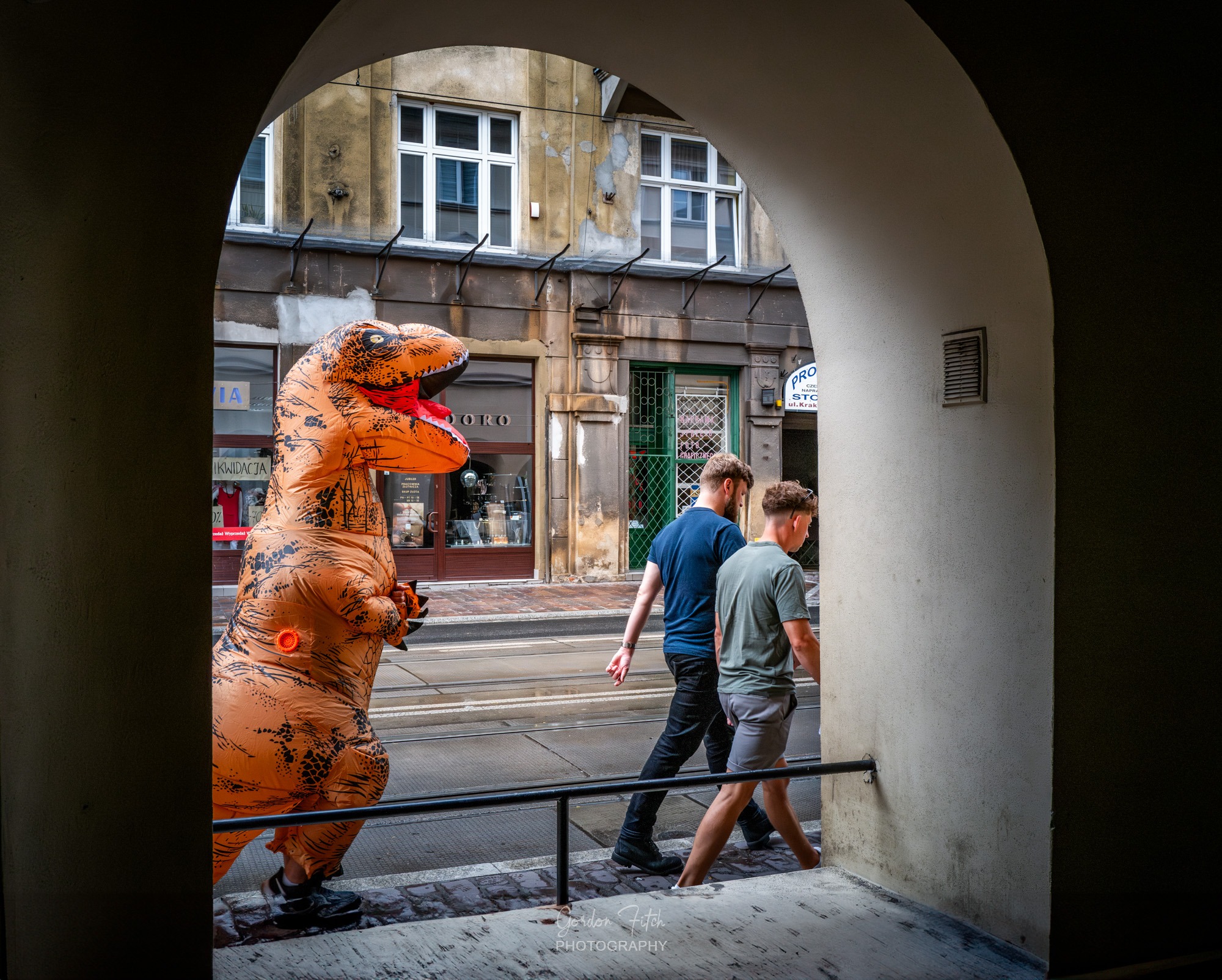 Stalked by T Rex - Krakow by Gordon Fitch