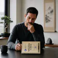 35 yearl man working with his Traning Record and Journal