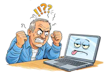 Senior feeling frustrated with everyday technology before getting in-home tech help in Brisbane