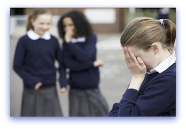 Bullying school girls harassing a victim
