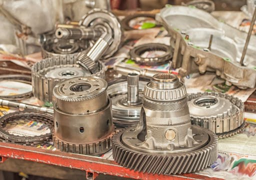 Transmission Rebuild Service - Richmond VA A Disassembled Transmission, Sitting ready to be rebuilt.