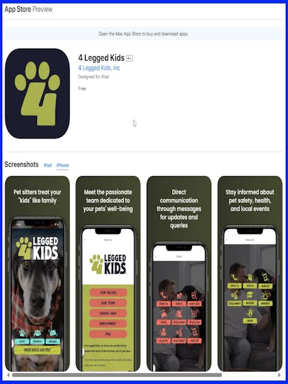 4 Legged Kids Pet Care App