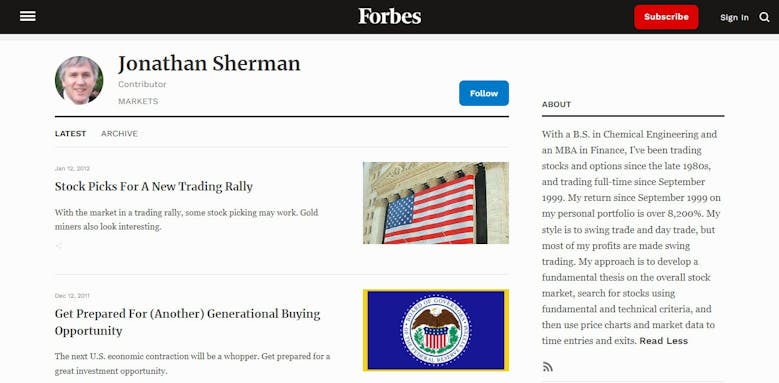 Jonathan Sherman Column on Forbes