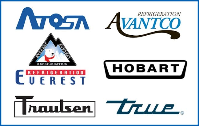 Atosa, Avantco, Everest Refrigeration, Hobart, ThermoFisher Scientific, Sanyo, Traulsen, True