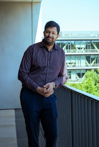 GISMA University student on the campus balcony