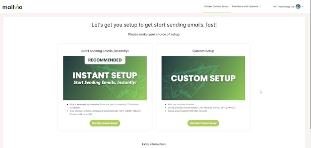 Warmed-up & fully configured sender domain setup