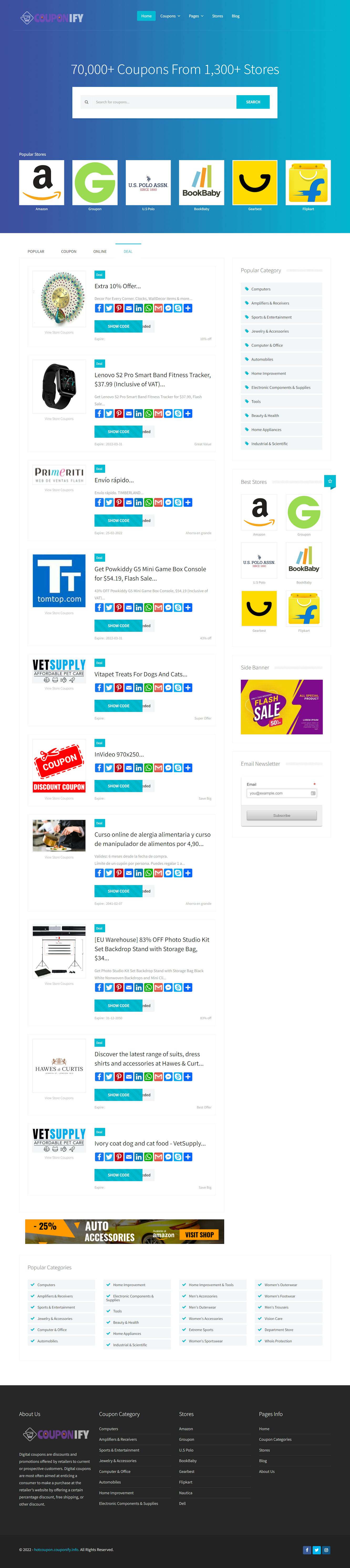 Couponify Review - Automatically Creates Coupon Websites couponify website example