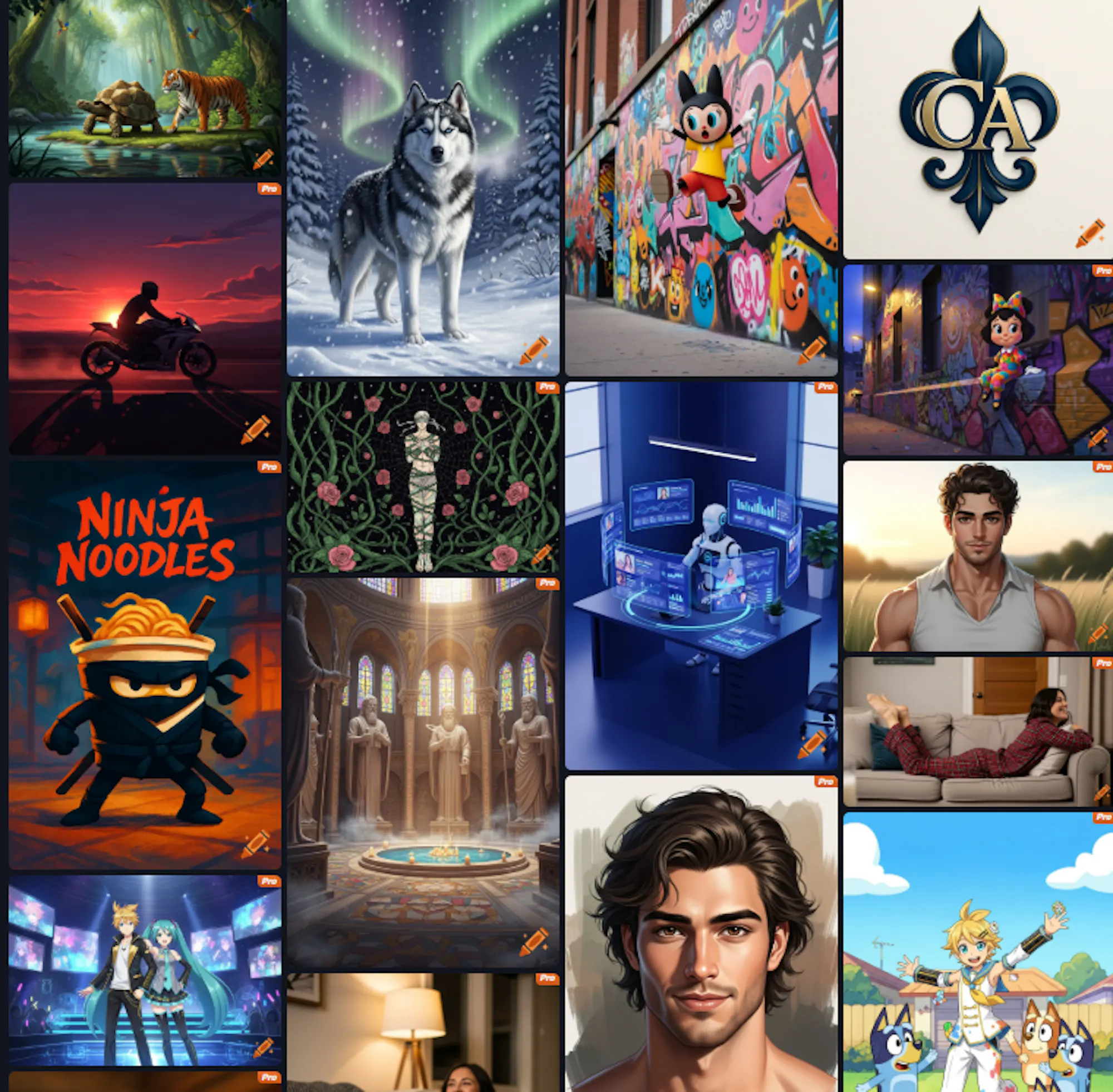 Collage displaying multiple AI-generated artwork styles