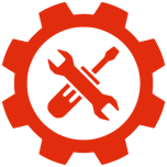 Red gear with tools symbolizing digital tools for building ministries.