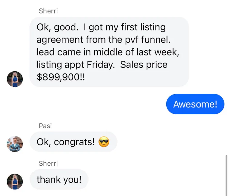 Client testimonial screenshot