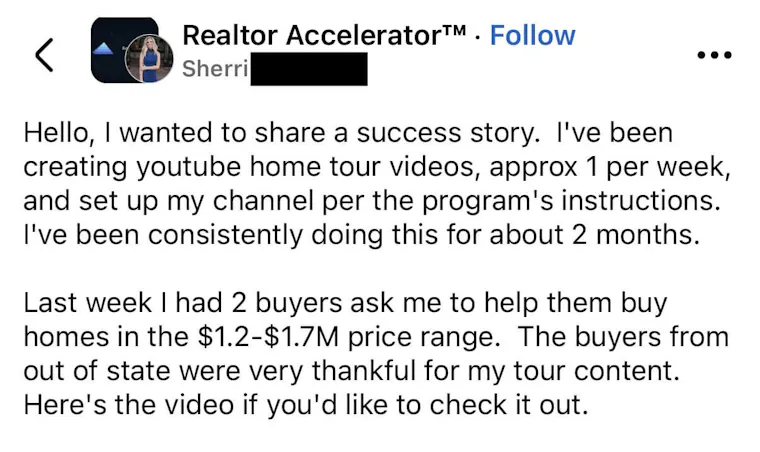Client testimonial screenshot
