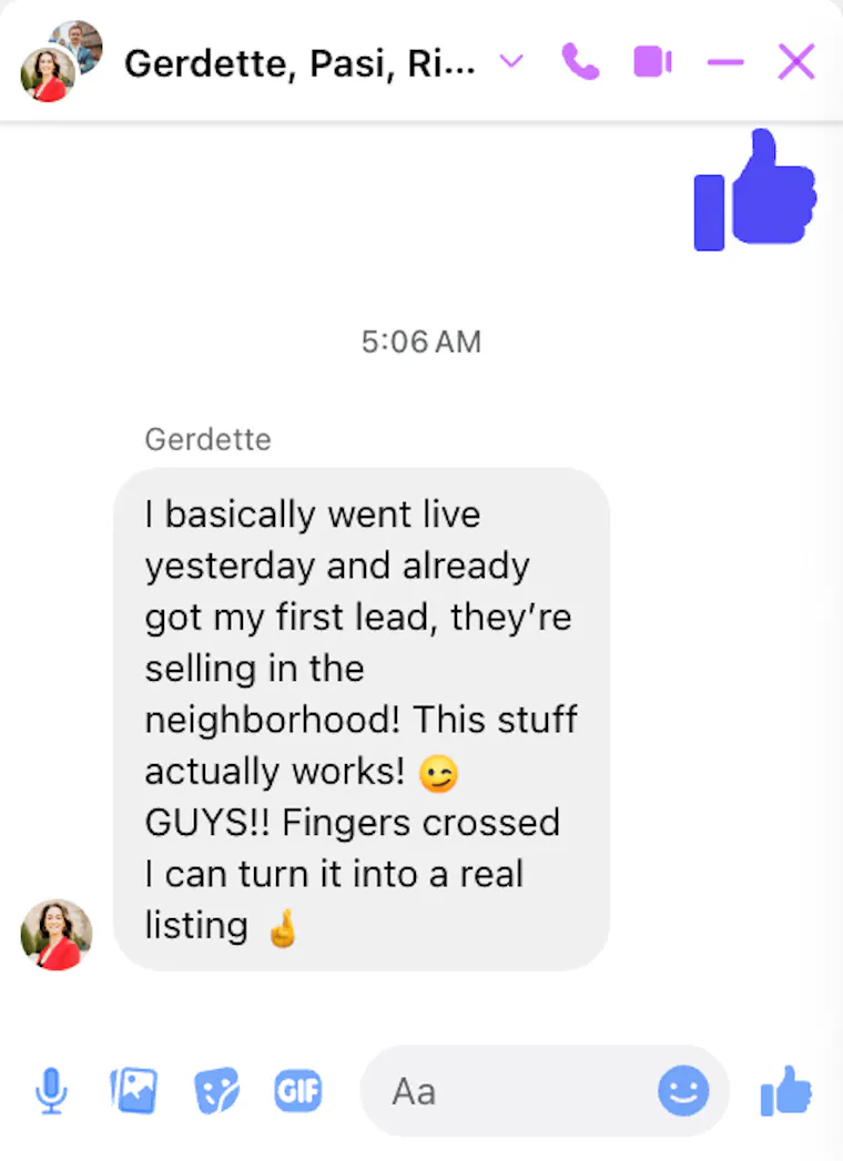 Client testimonial screenshot