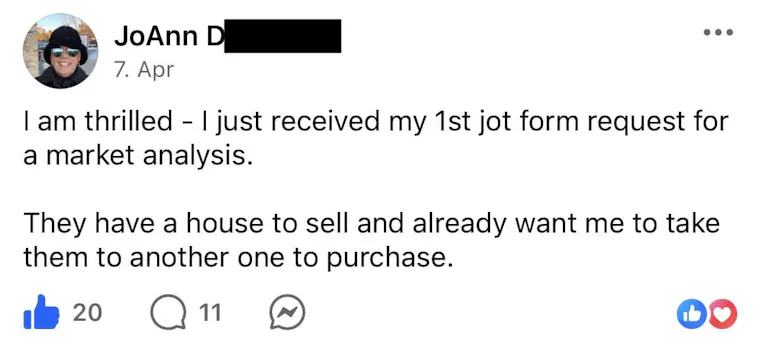 Client testimonial screenshot