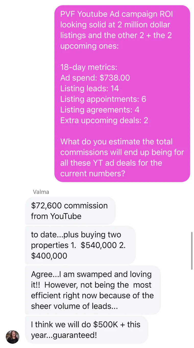 Client testimonial screenshot