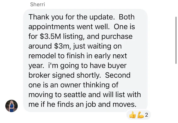 Client testimonial screenshot