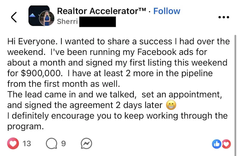 Client testimonial screenshot