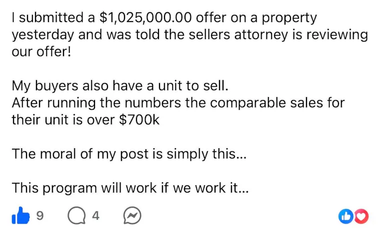 Client testimonial screenshot