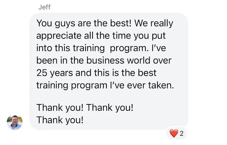 Client testimonial screenshot
