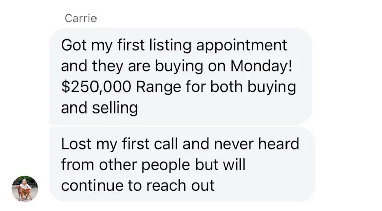 Client testimonial screenshot