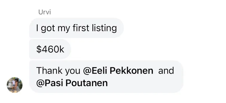 Client testimonial screenshot