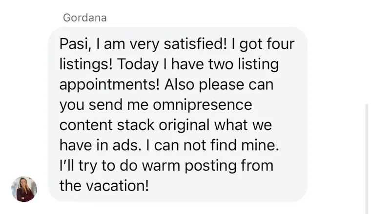 Client testimonial screenshot