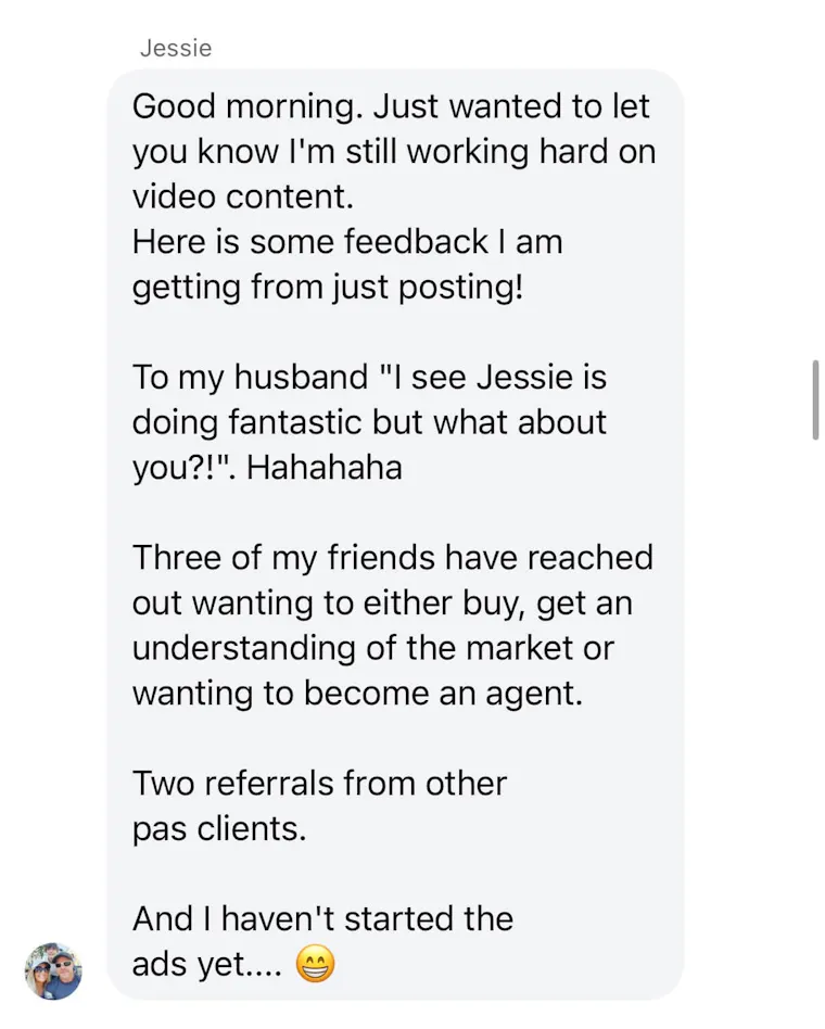 Client testimonial screenshot