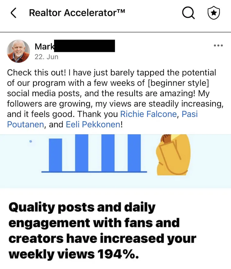 Client testimonial screenshot