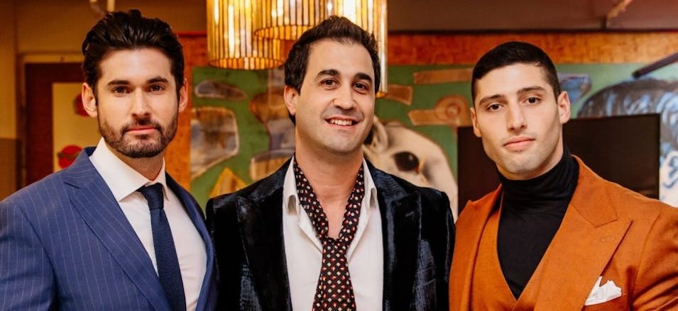 3 Male Models pose in front of camera for the launch of VERAS Studio in Brisbane