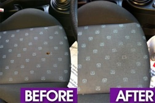 car seat burn hole repair Auto seat burn before and after