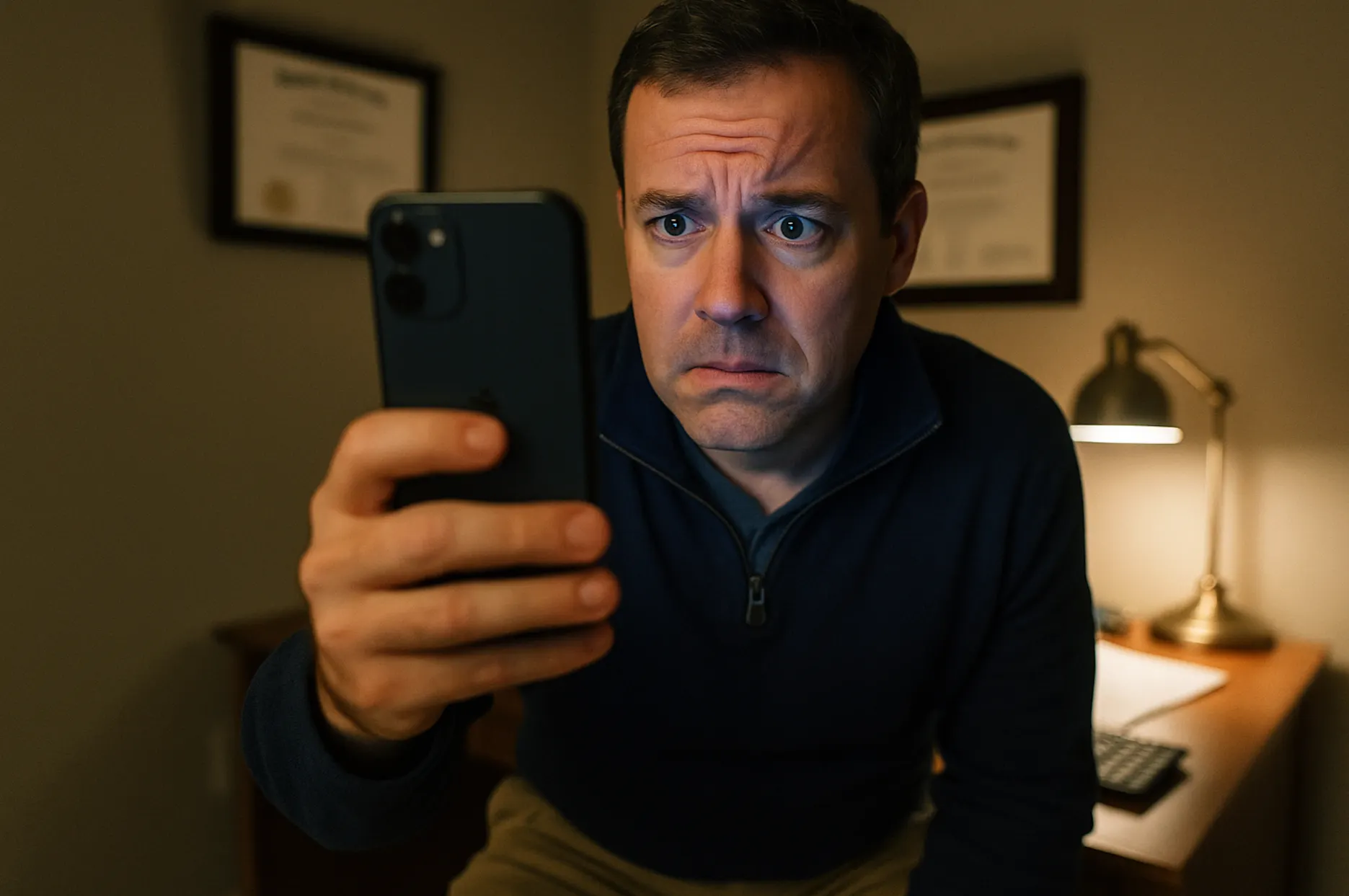 Man receiving concerning midnight call from doctor