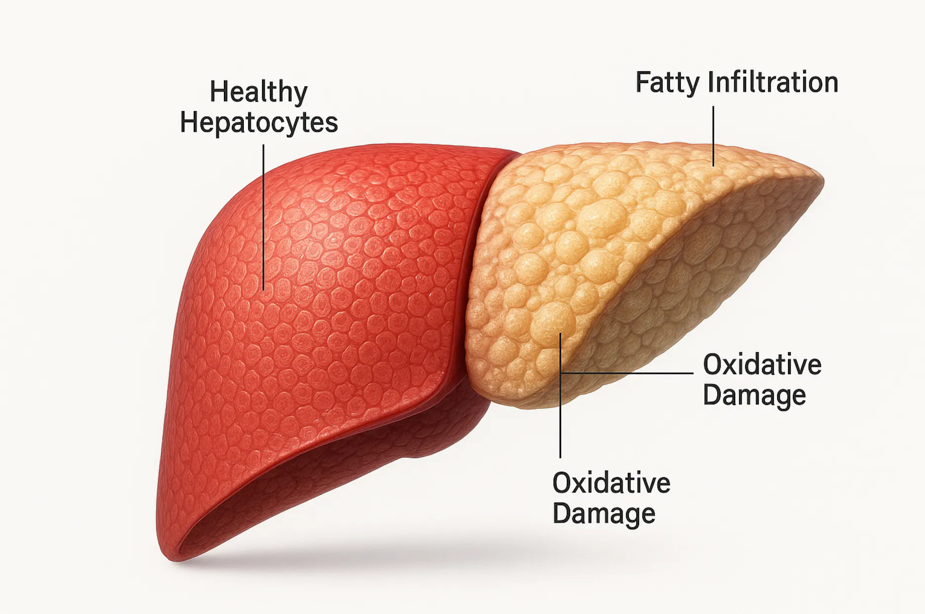 Medical illustration showing progressive liver changes