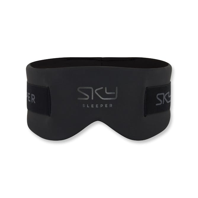 Front view of a sleeping mask photographed in a Brisbane studio, showcasing design, symmetry, and finish