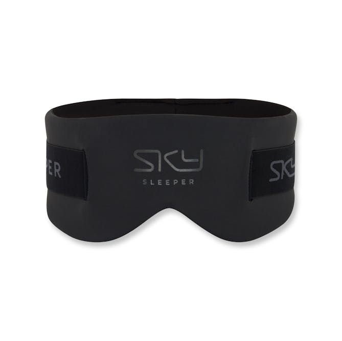 Front view of a sleeping mask photographed in a Brisbane studio, showcasing design, symmetry, and finish