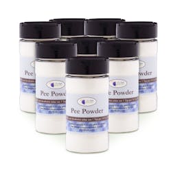 Studio group image of camping pee powder showing packaging detail, photographed in Brisbane by VERAS Studio