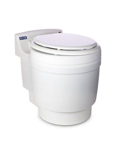 Front view studio product photo of a portable toilet photographed in Brisbane by VERAS Studio