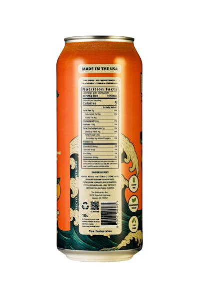 Back side studio product photo of an iced tea can with professional lighting by VERAS Studio