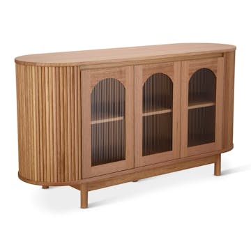 Angled product photo of a wooden brown cupboard captured in Brisbane by VERAS Studio