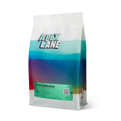 Single coffee package photographed at an angle in a Brisbane studio, highlighting the packaging design and texture