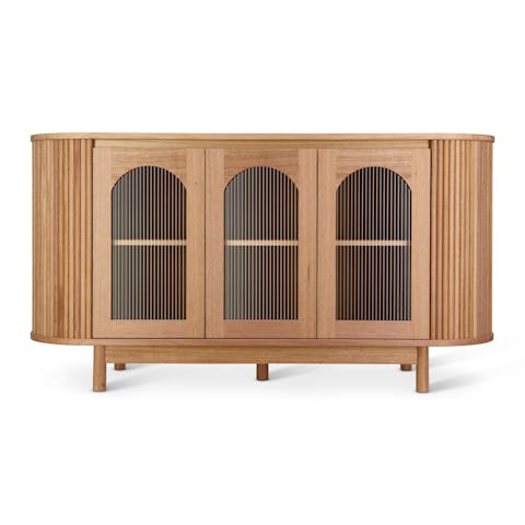 Front view of wooden brown cupboard photographed in Brisbane studio by VERAS Studio