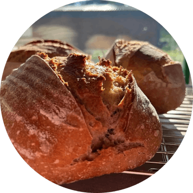 Tuoreet hapanjuurileivät ikkunalla auringossa