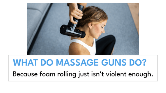 woman using massage gun ion her neck in the living room