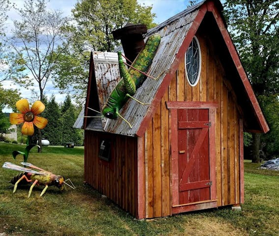 fantasy playhouse with sculptures