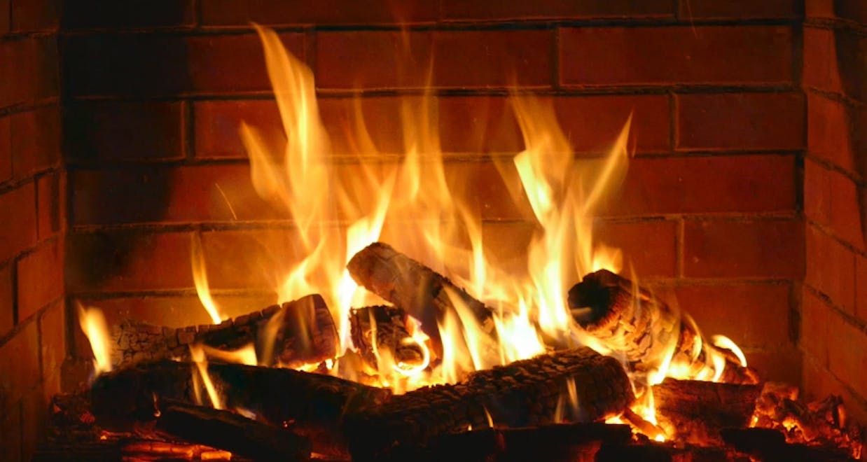 firewood in fireplace