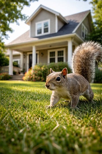 squirrel and nearby house