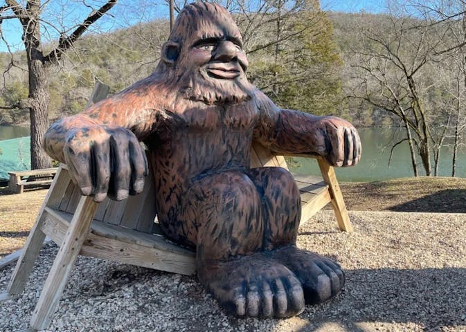Bigfoot art sculpture at Lake Leatherwood AR