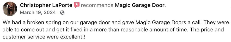 Magic Garage Doors testimonial
