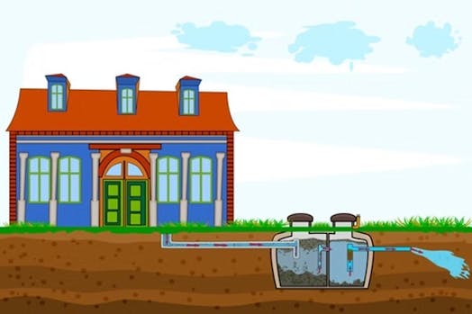 house with underground illustration of septic and lines