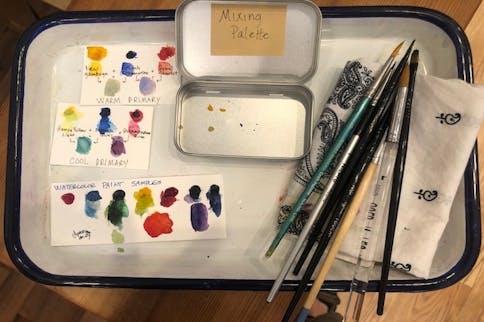 brushes and palette
