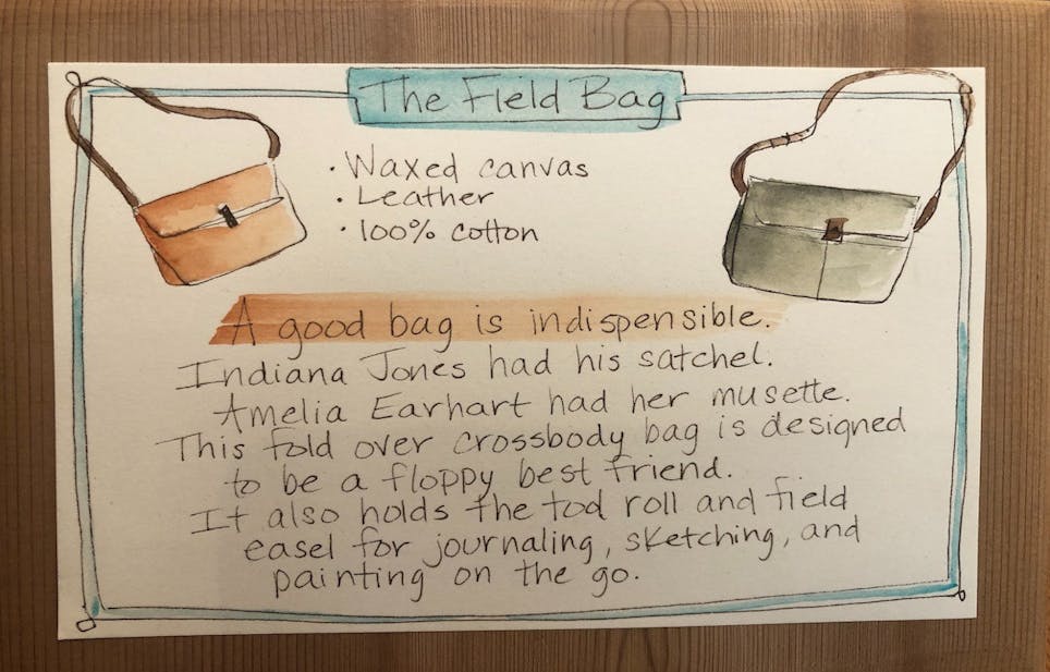 artist field bags display